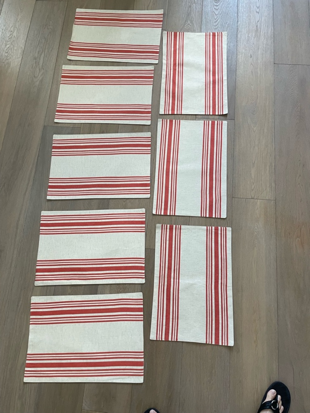 Red Stripe Cotton Placemats Set of 8